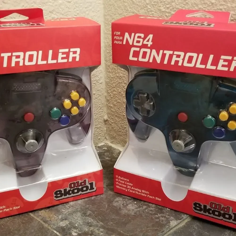2 N64 Controllers, Ice Blue / Atomic Purple (NEW) Nintendo64 Funtastic Old Skool